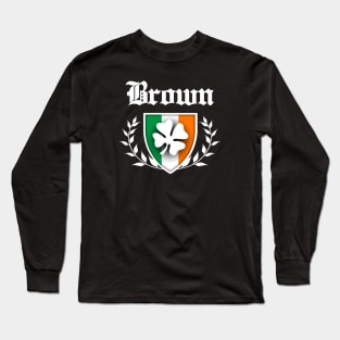 Brown Shamrock Crest Long Sleeve T-Shirt